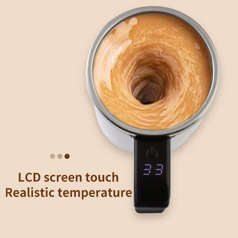 380ML Mini Electric Self-Mixing Coffee Mug - IP67 Waterproof, Food Safe, USB Rechargeable Automatic Magnetic Cup for Tea